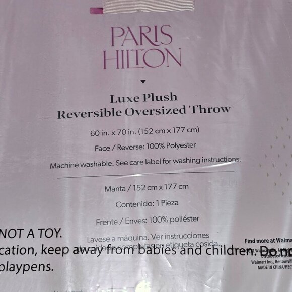 Paris Hilton Luxe Plush Oversized Reversible Butterflies Pink Throw, for Adults - Picture 4 of 4